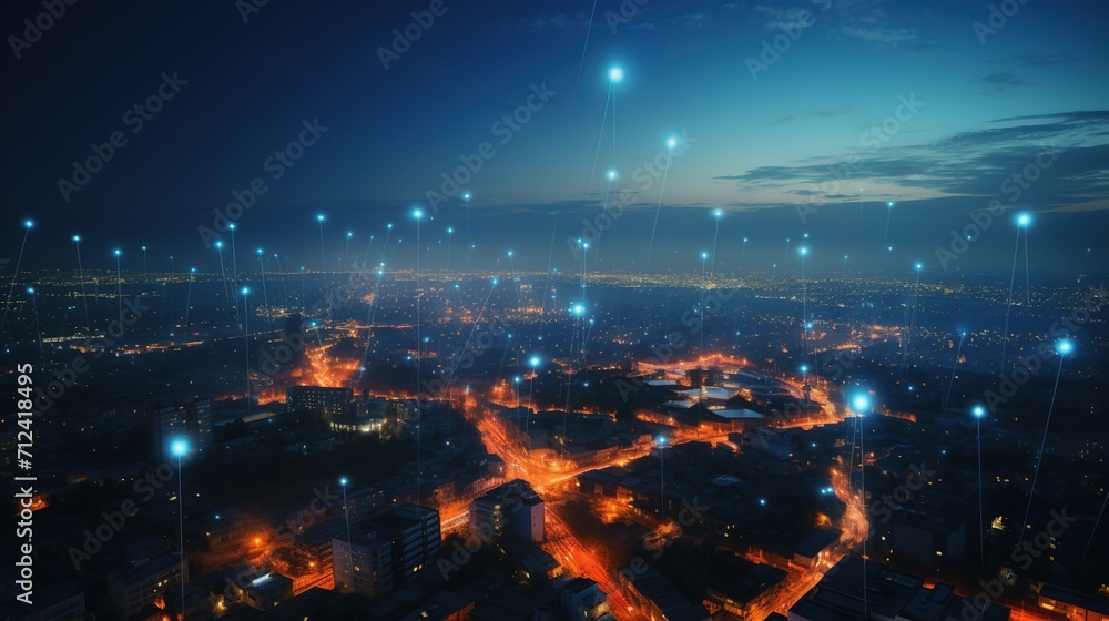 Wireless Networks in City. 5G, Connection, Smart City, Connectivity, Online, Technology, Internet
