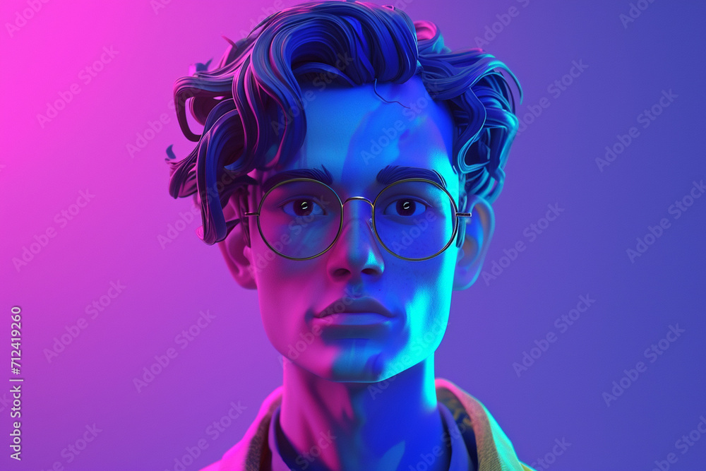 Human portrait game background style 3d stylish illustration Human portrait game background style 3d stylish illustration