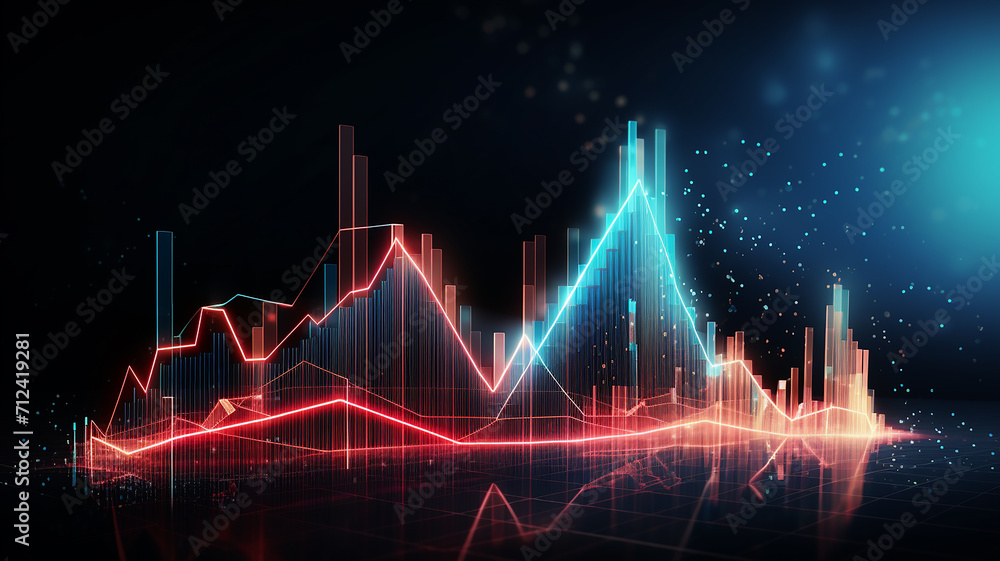 Futuristic Raise arrow chart digital transformation