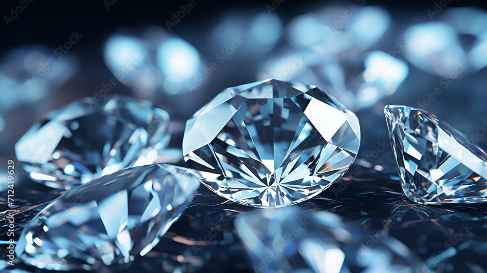 Close up of diamonds with different cuts and sizes on dark background Close up of diamonds with different cuts and sizes on dark background