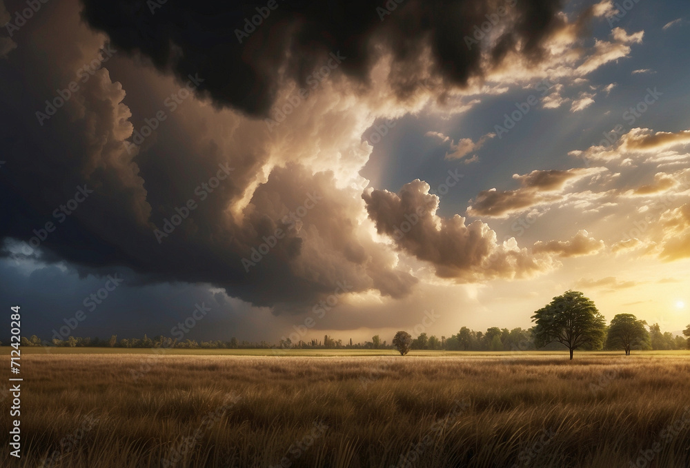 Fototapeta premium Stormy weather natural landscape background
