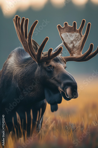 Portrait of big majestetic brown moose, elk  photo