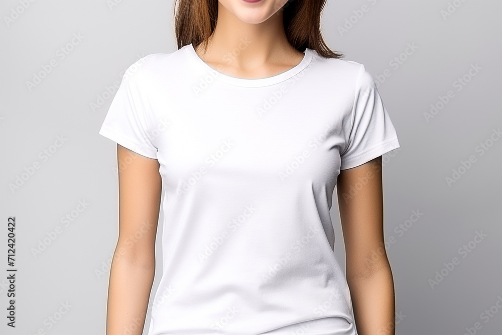 Woman in White Tshirt Mockup created with Generative AI Woman in White Tshirt Mockup created with Generative AI