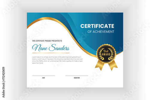 Modern certificate achievement template ,academic qualification or appreciation design