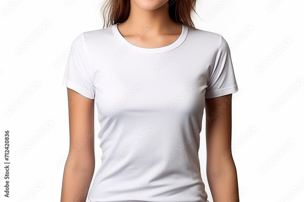 Woman in White Tshirt Mockup created with Generative AI Woman in White Tshirt Mockup created with Generative AI