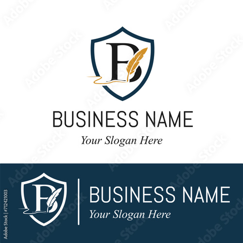 Initial B Letter with Feather Writing for Publisher, Notary, Writer Company Business Logo Design Idea