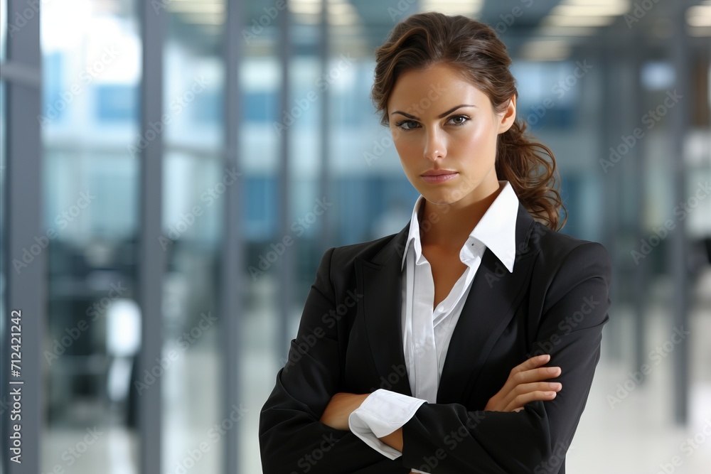 An office professional with a serious demeanor. Place for the text An office professional with a serious demeanor. Place for the text