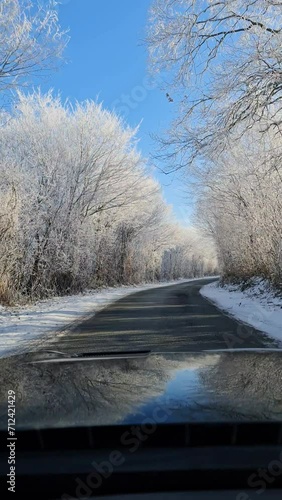 Wallpaper Mural Country road on a winter day with snow and ice on a sunny day in Germany. Torontodigital.ca