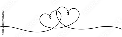 Line art heart border with heart icons. Valentine's Day or Mother's Day banner.