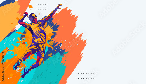 vector illustration of a volleyball athlete with a jumping smash action. colored silhouette style design, grunge. volleyball national sports day celebration design concept. national sports day