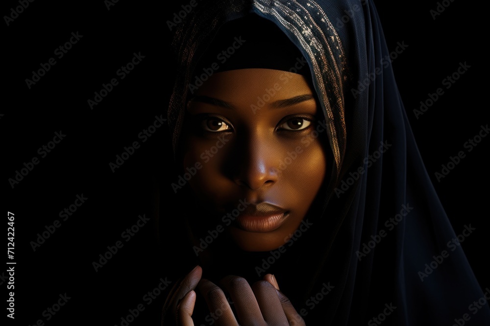 Close up portrait of young muslim woman in burqa Close up portrait of young muslim woman in burqa