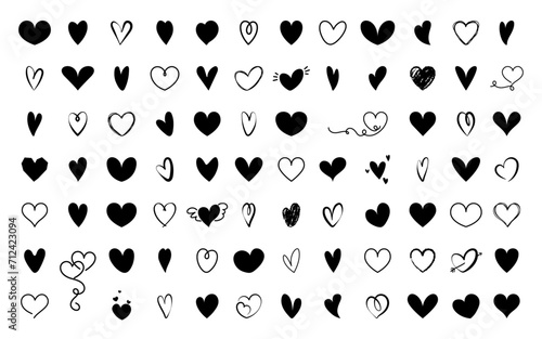 Heart icons set. Collection of 82 heart vector symbols