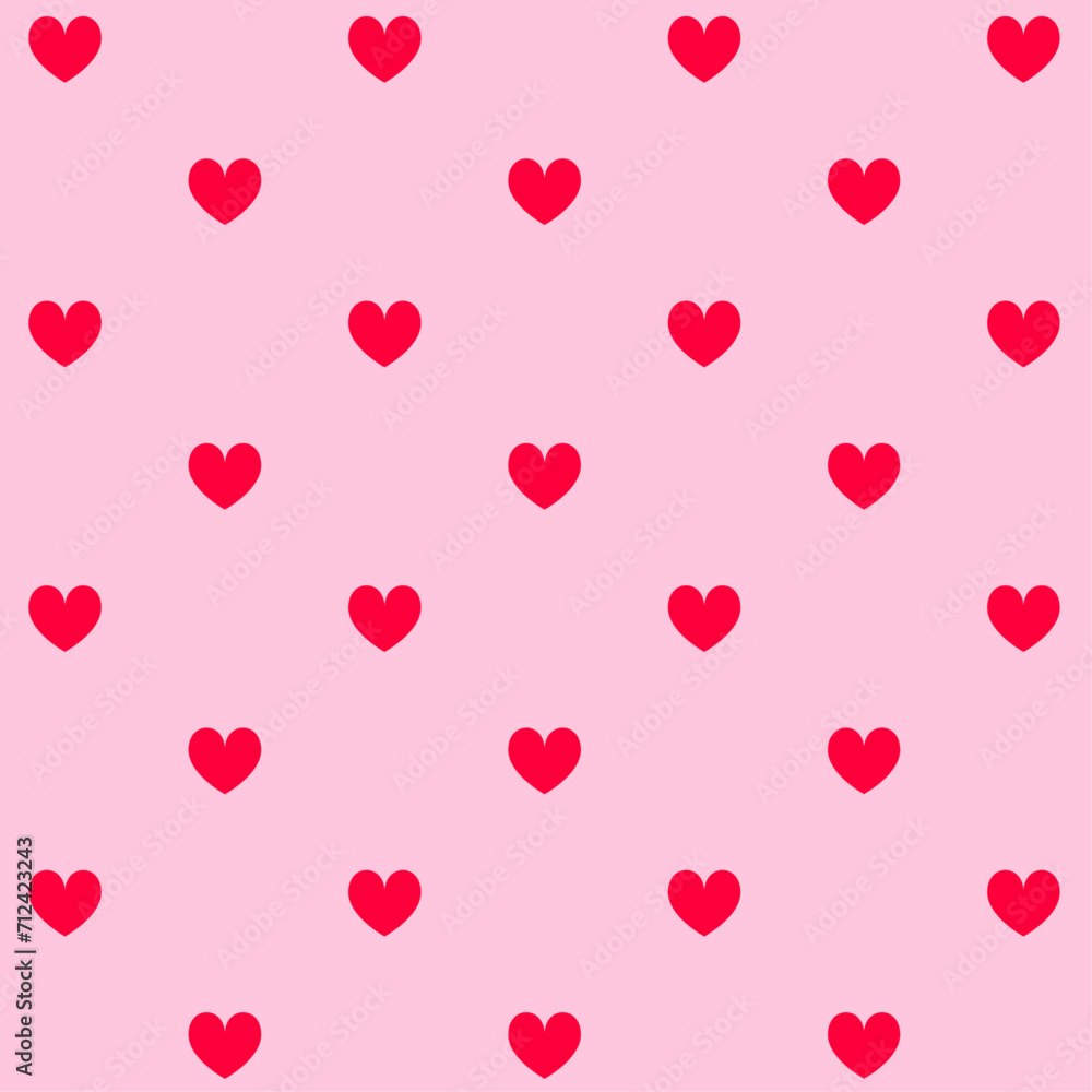Red hearts pattern on pink background. Valentines Day and Mother Day wallpaper