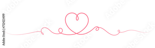 Heart line border, Valentine Day banner, pink heart divider