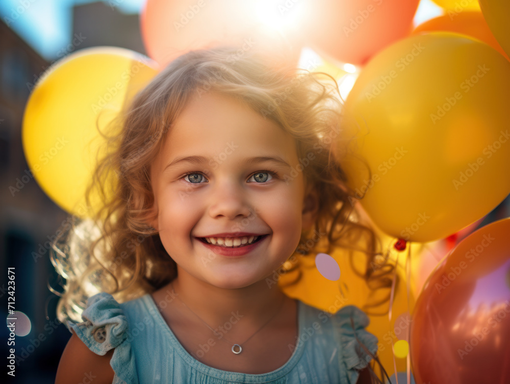 Young girl with balloons and a bright smile. Young girl with balloons and a bright smile.