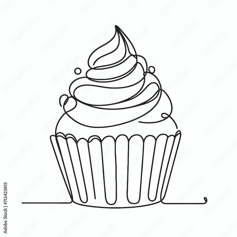 Muffin Cake is a one line drawing for a logo. Sweet cupcake delicious pastry, online store, restaurant icon, icon concept. Modern vector illustration Muffin Cake is a one line drawing for a logo. Sweet cupcake delicious pastry, online store, restaurant icon, icon concept. Modern vector illustration