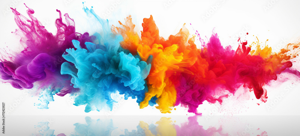 splashing colorful powder on frame on white background splashing colorful powder on frame on white background
