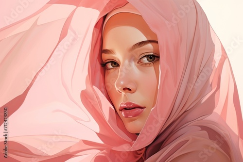 Close up portrait of young muslim woman in burqa photo