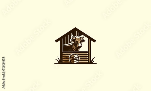 logo design of a cow on cage vector flat design