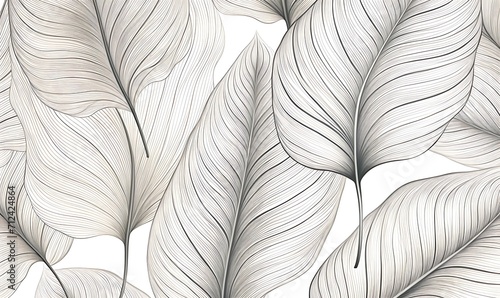 Mopnai tree leaf. line art. pattern. Generative Ai