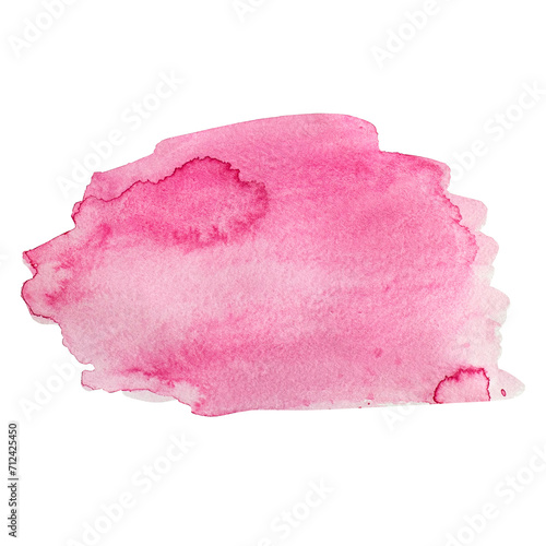Grunge pink watercolor splash spot. Hand painted isolated on white background. For banner, poster