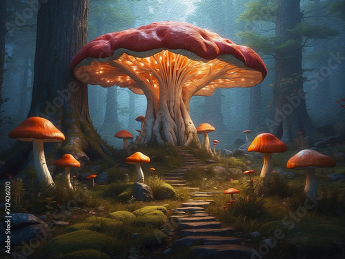 A forest of mushrooms