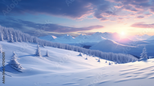 clear realistic inspired wonderful sunset in winter, wallpaper design © Sternfahrer