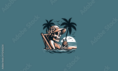 Skull Enjoy Chillin Summer Illustration