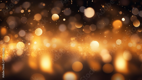 Elegant Celebration with Glowing Gold Lights and Star Bokeh - Perfect Festive Background for Holiday Promotions and Magical Events
