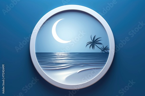 Close-up  3d mockup of beautiful beach logo icon nature background