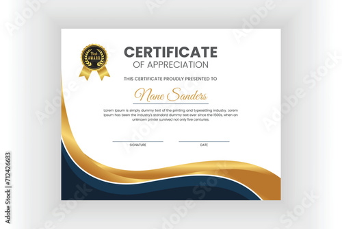 Modern certificate achievement template ,academic qualification or appreciation design