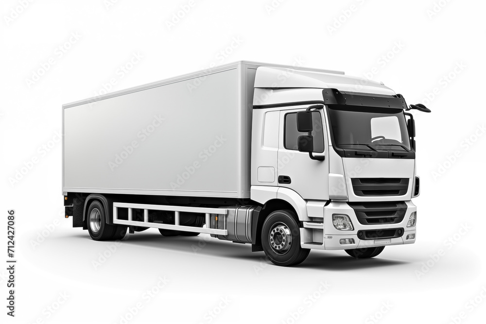 Container Truck mockup for advertising Isolated on white background