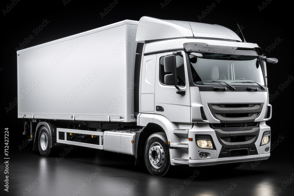 Cargo truck mockup for advertising Isolated on dark background
