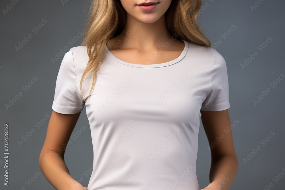 Woman in White Tshirt Mockup created with Generative AI Woman in White Tshirt Mockup created with Generative AI