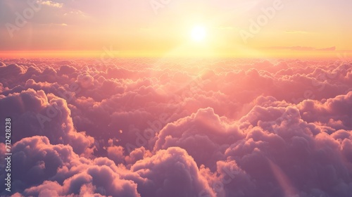 Clear Sky, Sun Shines Brightly Above Clouds on a Beautiful Day