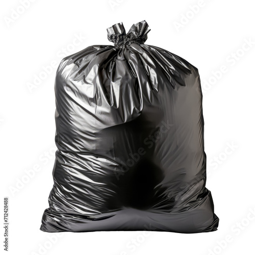 black plastic garbage bag isolated on a transparent background