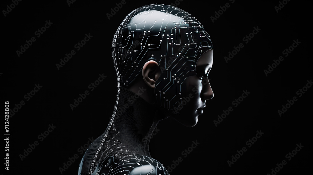 Obraz premium a complete head full of robot connections, sad wallpaper
