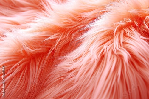 Close-Up of Luxurious Soft Peach Faux Fur Texture, Perfect for Fashion and Interior Design Concepts, High-Quality Detail © photobuay