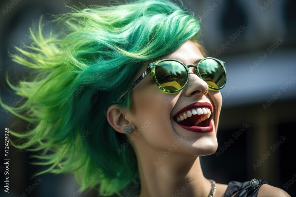portrait of a girl with green hair