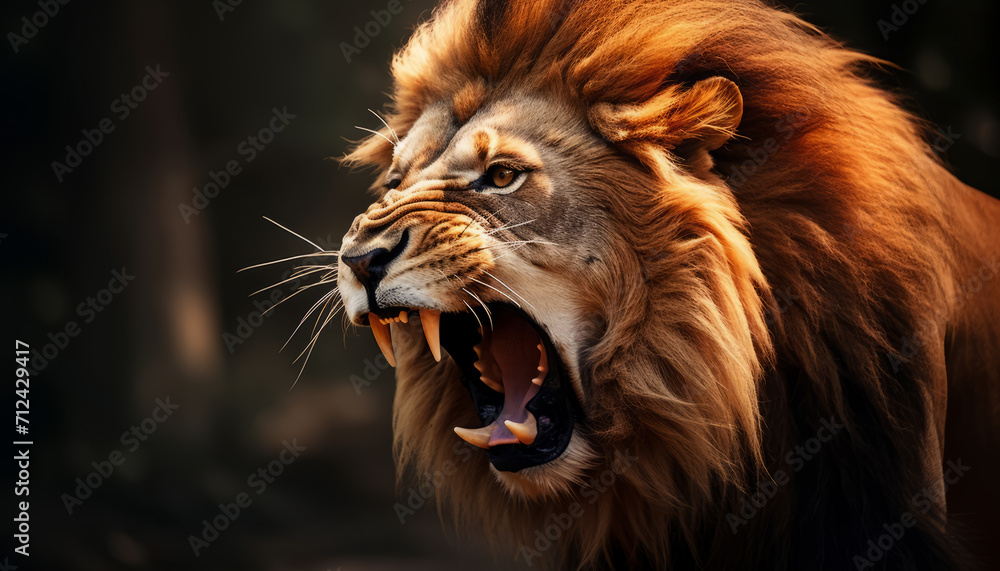 Fierce roaring lion, Generative AI