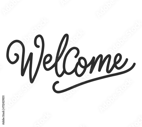 Welcome sign. Hand lettering. Modern calligraphic text. Word Welcome with underline. Vector handwritten text design