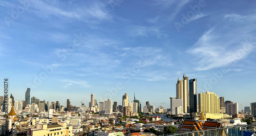 city skyline in Bangkok, Thailand.