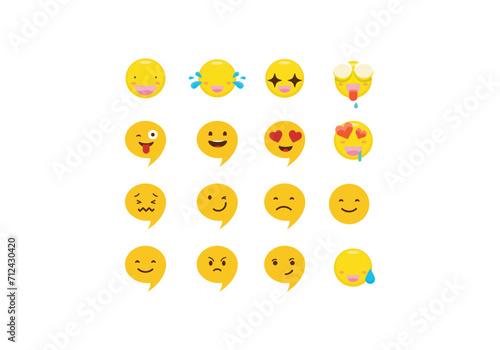 emoji icon set smile laugh sad logo illustration white background