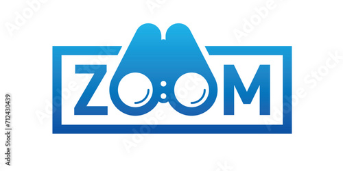 blue-navy blue gradient zoom logo. zoom and binoculars logo