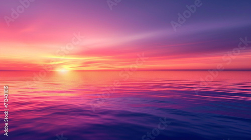 A smooth gradient of sunset colors, where the tranquil purples, pinks, and oranges merge like the sky at dusk reflecting on a still ocean, abstract background © Denis Yevtekhov