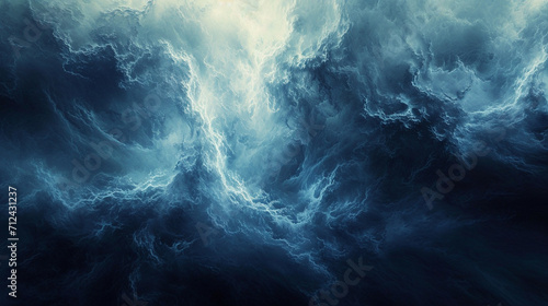 An abstract impression of a thunderstorm, with deep grays and flashes of electric blue, creating a dynamic yet powerful scene of natural energy, abstract background