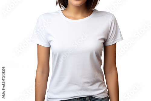 Woman in White Tshirt Mockup created with Generative AI