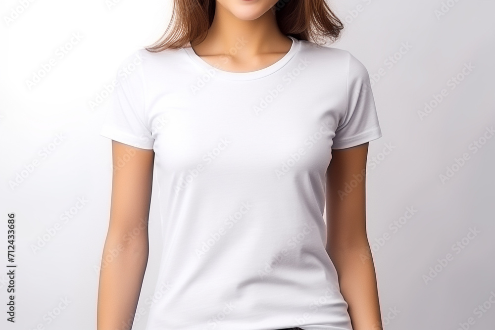 Woman in White Tshirt Mockup created with Generative AI Woman in White Tshirt Mockup created with Generative AI