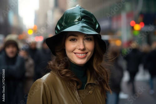  portrait of a girl in green hat
