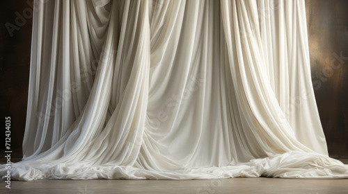 Elegance meets simplicity in this indoor photo backdrop, adorned with flowing white curtains framing the windows for a timeless and sophisticated atmosphere